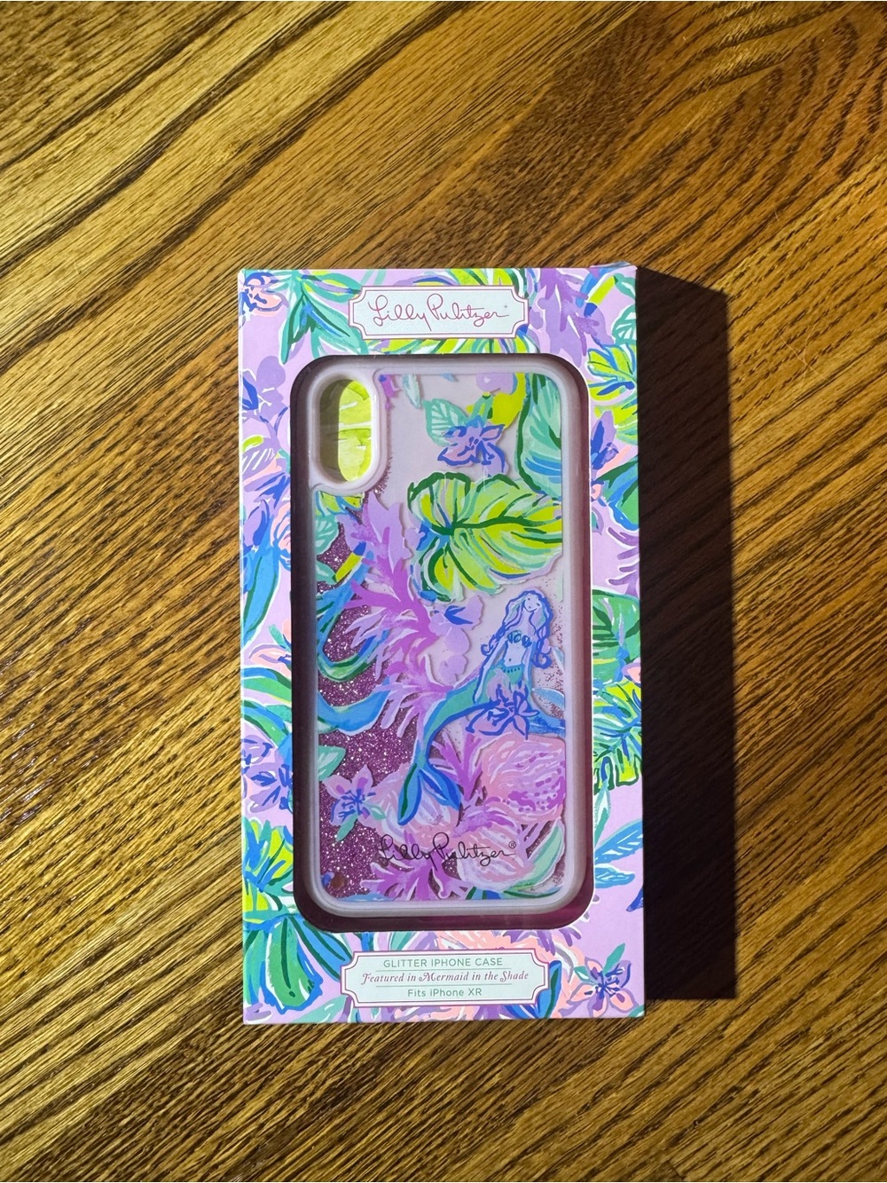 Lilly Pulitzer Pink Floral Glitter iPhone XR Case with Aqua & Lime Accents